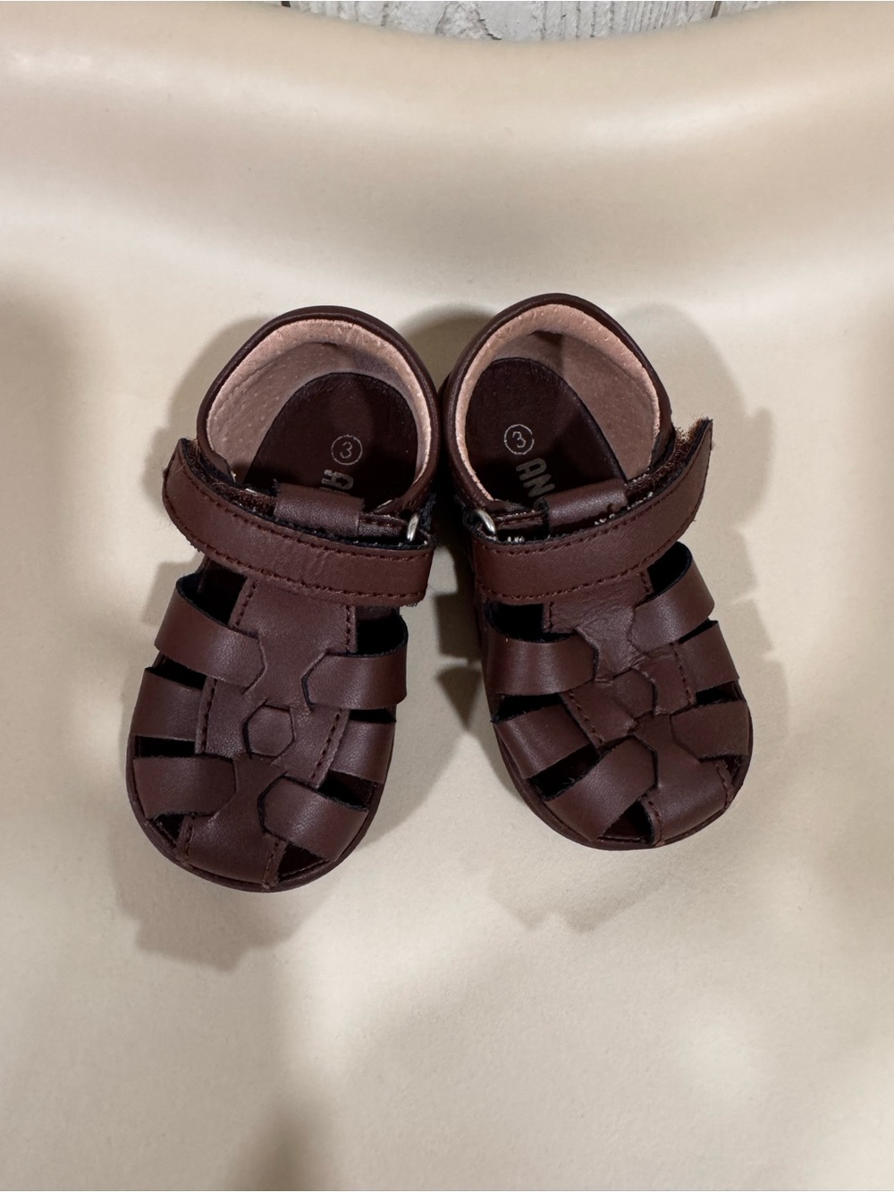 Angel Brown Leather-Style Baby Fisherman Sandals
